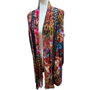 Caleesa Womens Sleeveless Kimono Duster  Boho Floral Animal Print XL